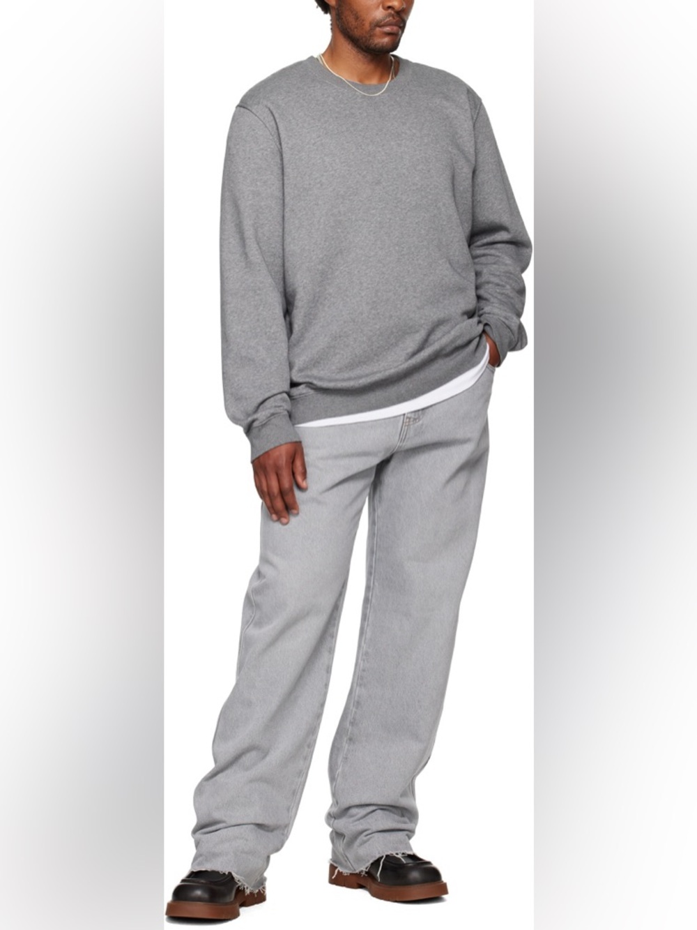 NWOT SKIMS GREY FLEECE LOUNGE CREWNECK SWEATSHIRT, SIZE LARGE